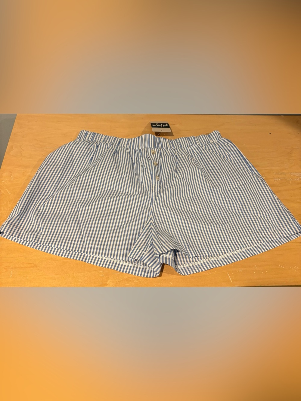 NWT Blue Blush Blue/White Striped boxer/lounge shorts Size Large